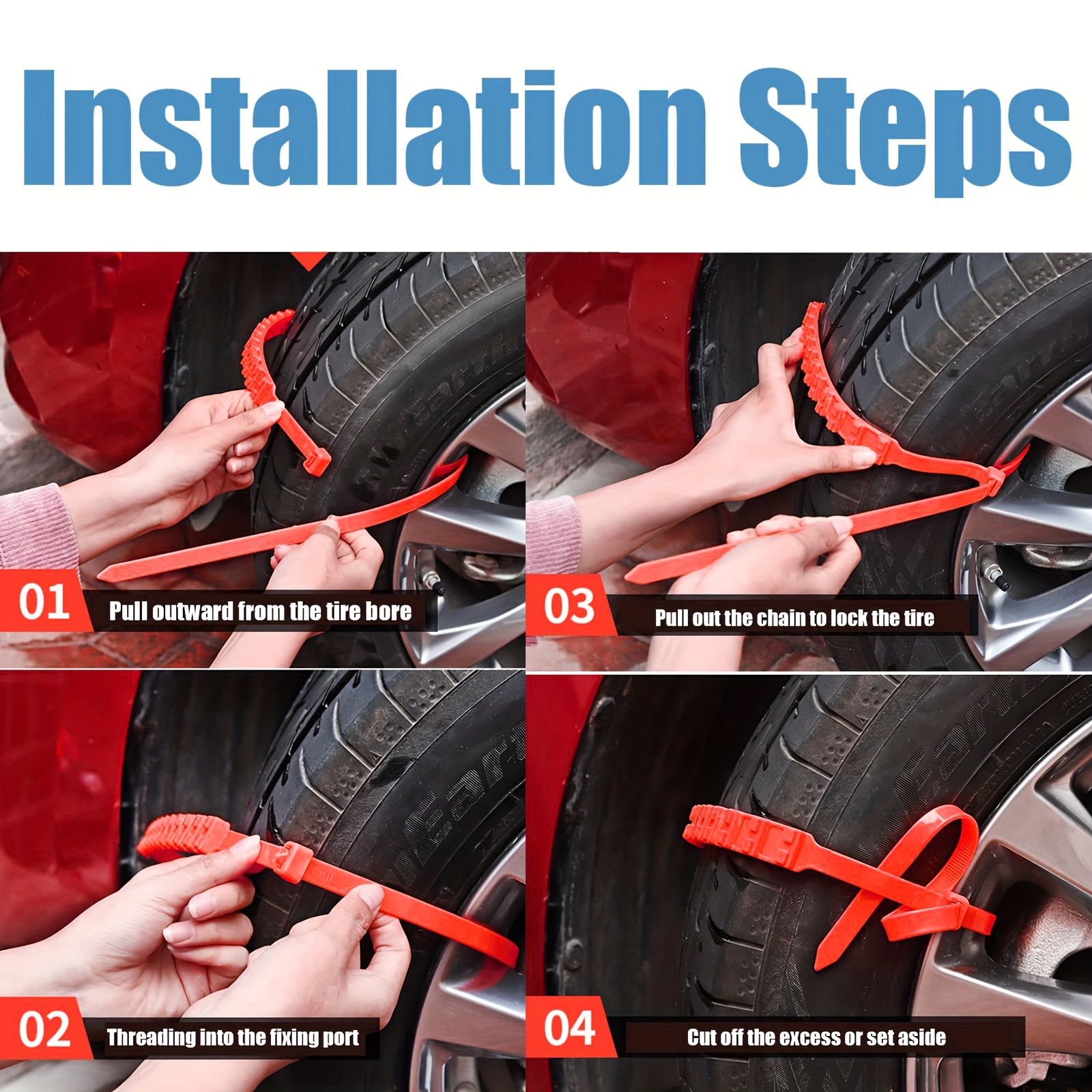 Car Tire Chains Universal Adjustable Anti Slip Tire Chains - Temu