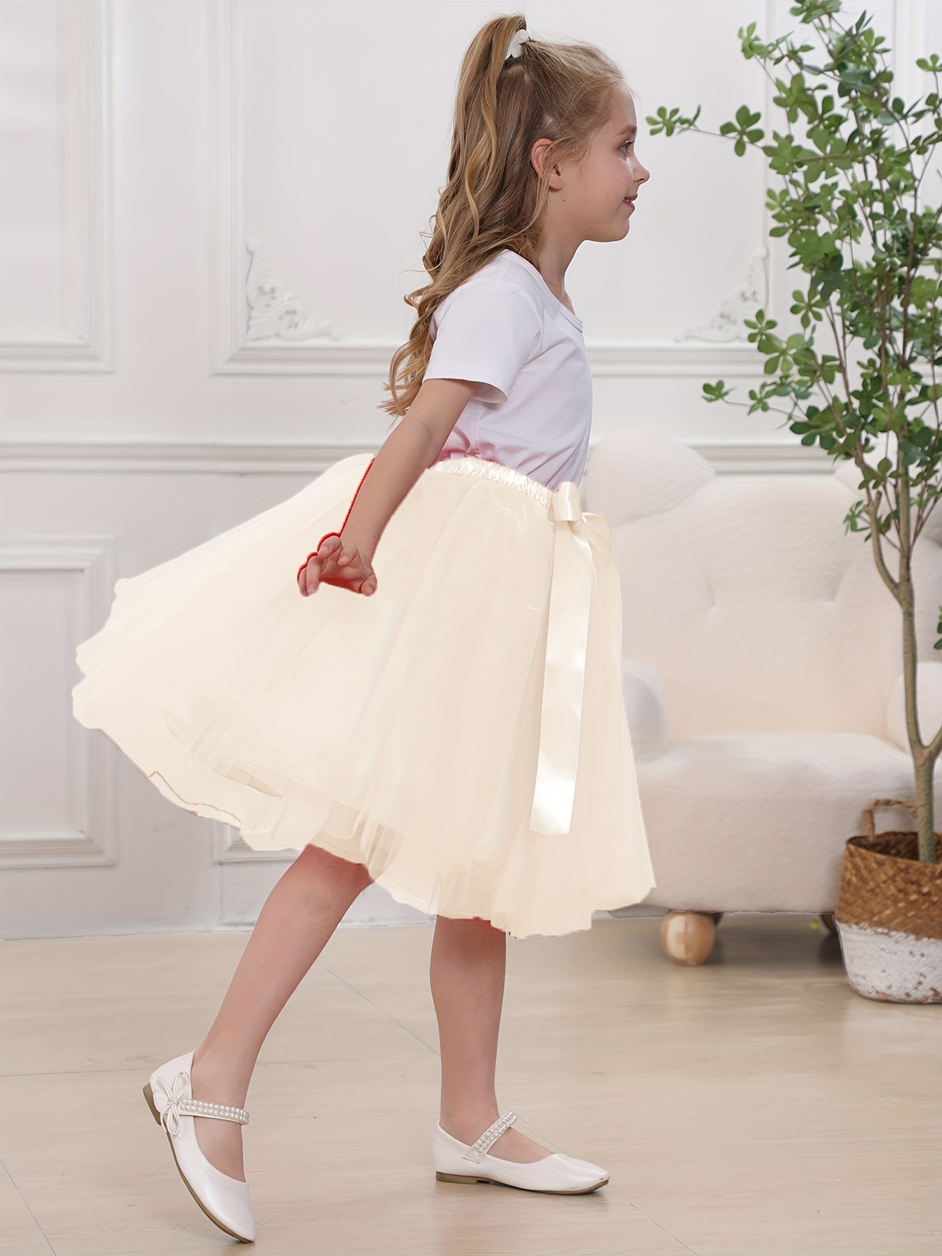 Girls White Tulle Tutu Skirt For Birthday Party Princess - Temu