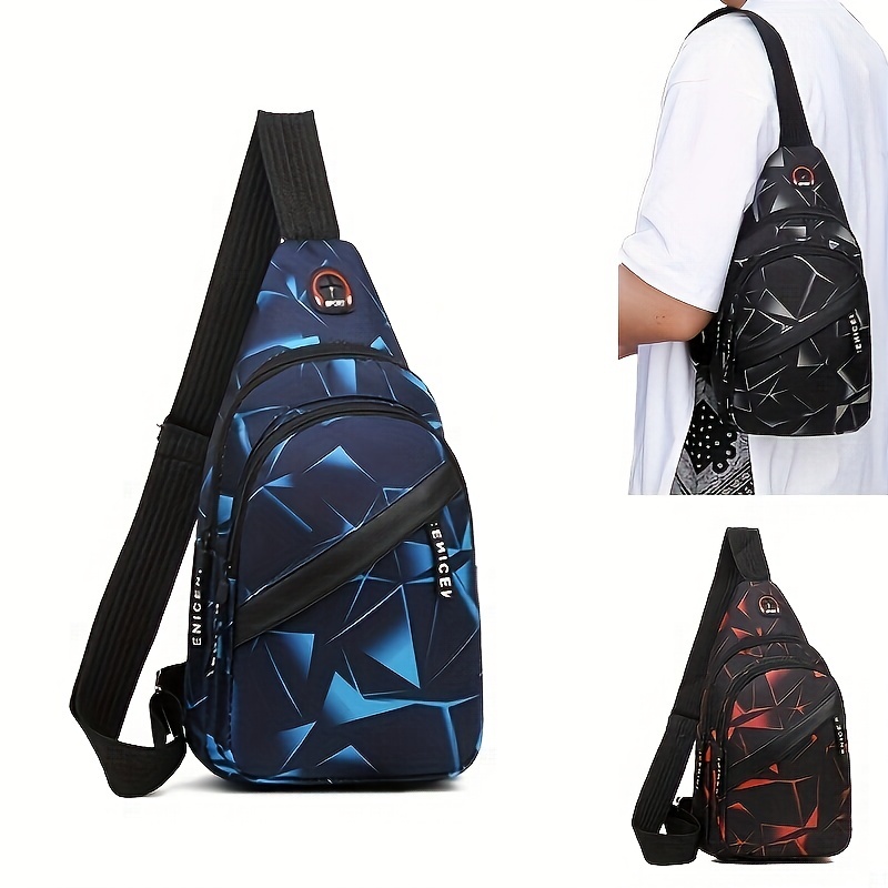 Versatile Fashion Triangle Chest Bag Men's Waist Bag Black Durable