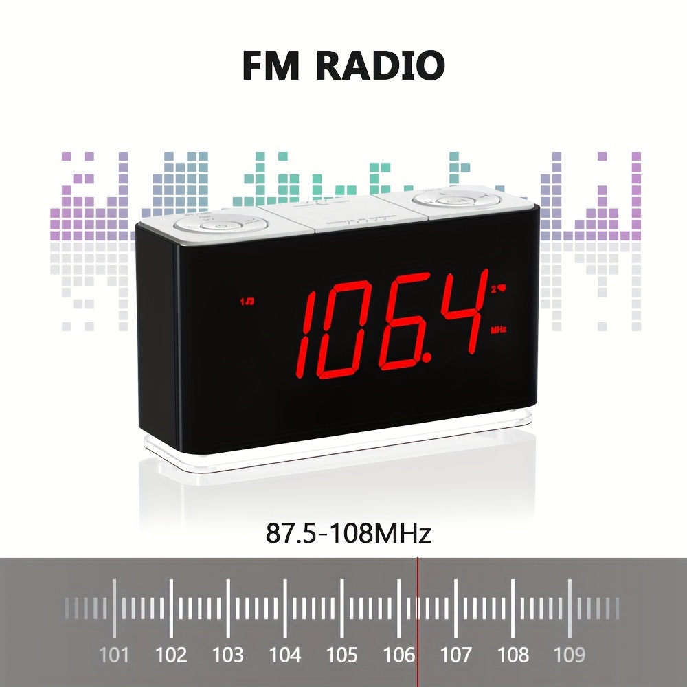 1 Radio Reloj, Despertador Bluetooth, Pantalla Led Grande, Radio