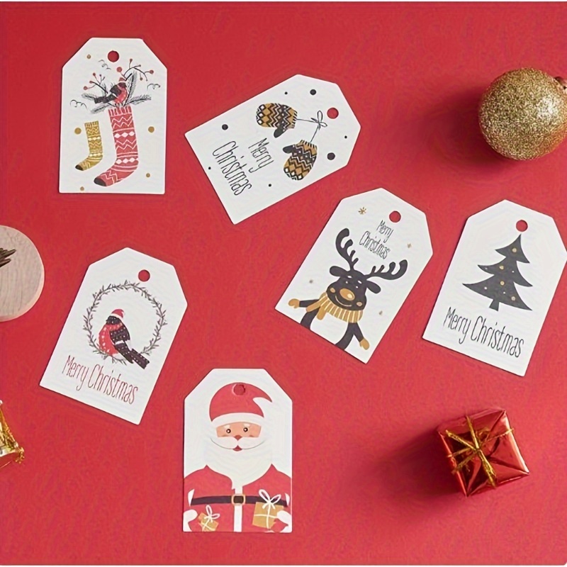 Merry Christmas Tags With Ropes Kraft Paper Card Gift Label - Temu