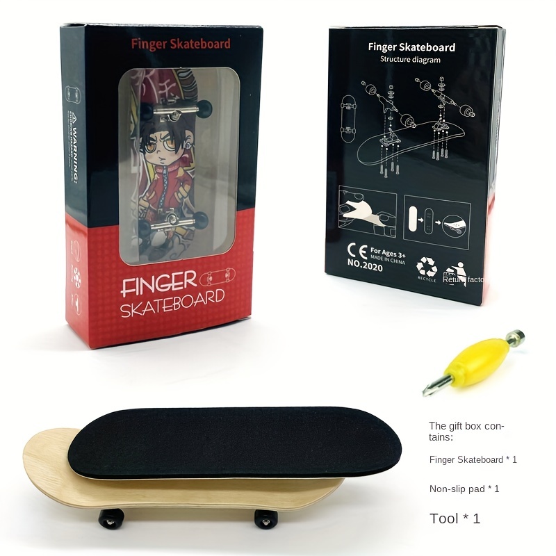 1Pc Maple Wooden Alloy Fingerboard Finger Skateboards Mini Fingerboard with  Soft Pad Bearing Wheels and Box Reduce Pressure Kids Gifts(White)