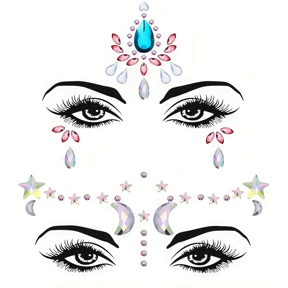 Women Face Crystal Face Jewels Glitter Rhinestone Bindi - Temu