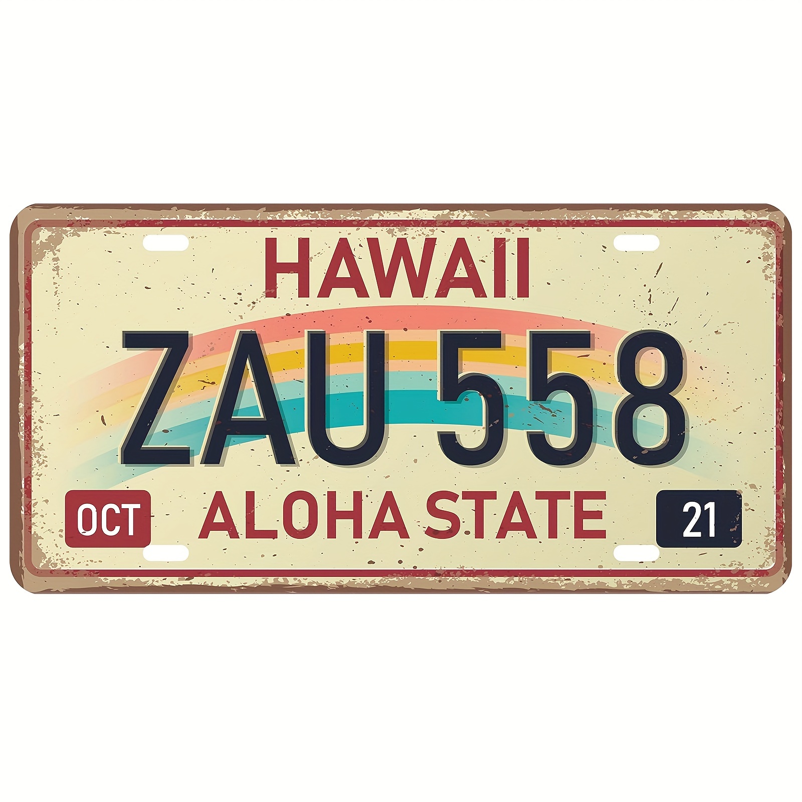 1pc Vintage Hawaiian Metal License Plate - Wall Decoration For Car, Bar, Pub - 6*12 Inch(15*30cm)