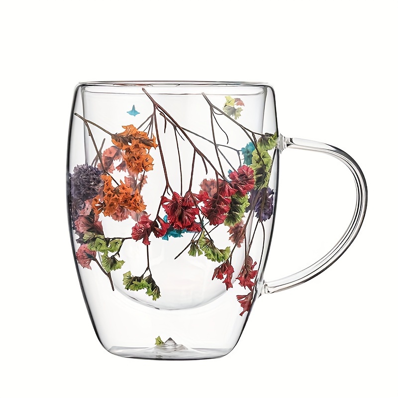 Glass Coffee Mug, Double Walled Heat Insulated Espresso Coffee Cups, Conch  And Flower Pattern Water Cups, Summer Winter Drinkware, Birthday Gifts -  Temu