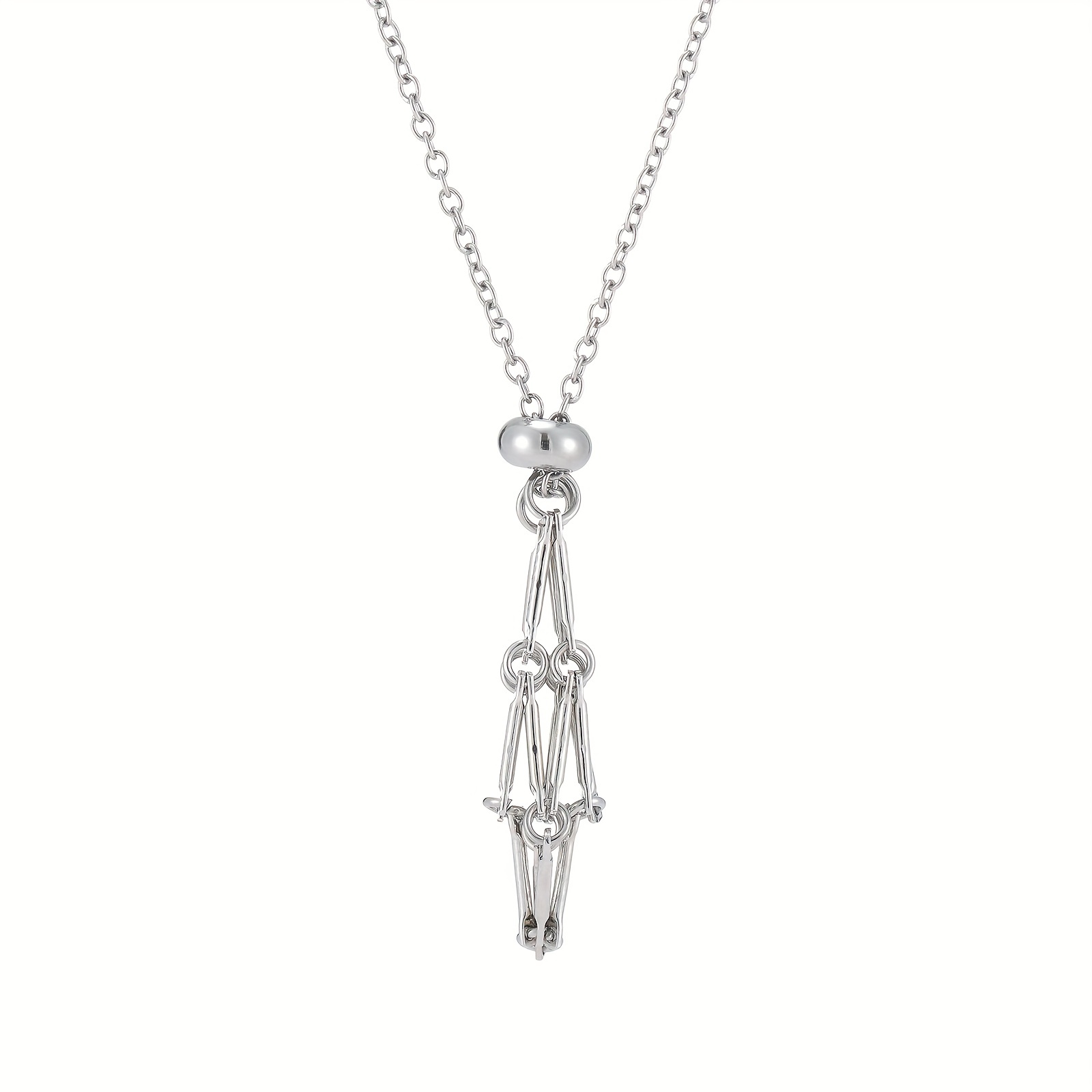 Crystal Holder Cage Necklace Golden Silver Color Necklace - Temu