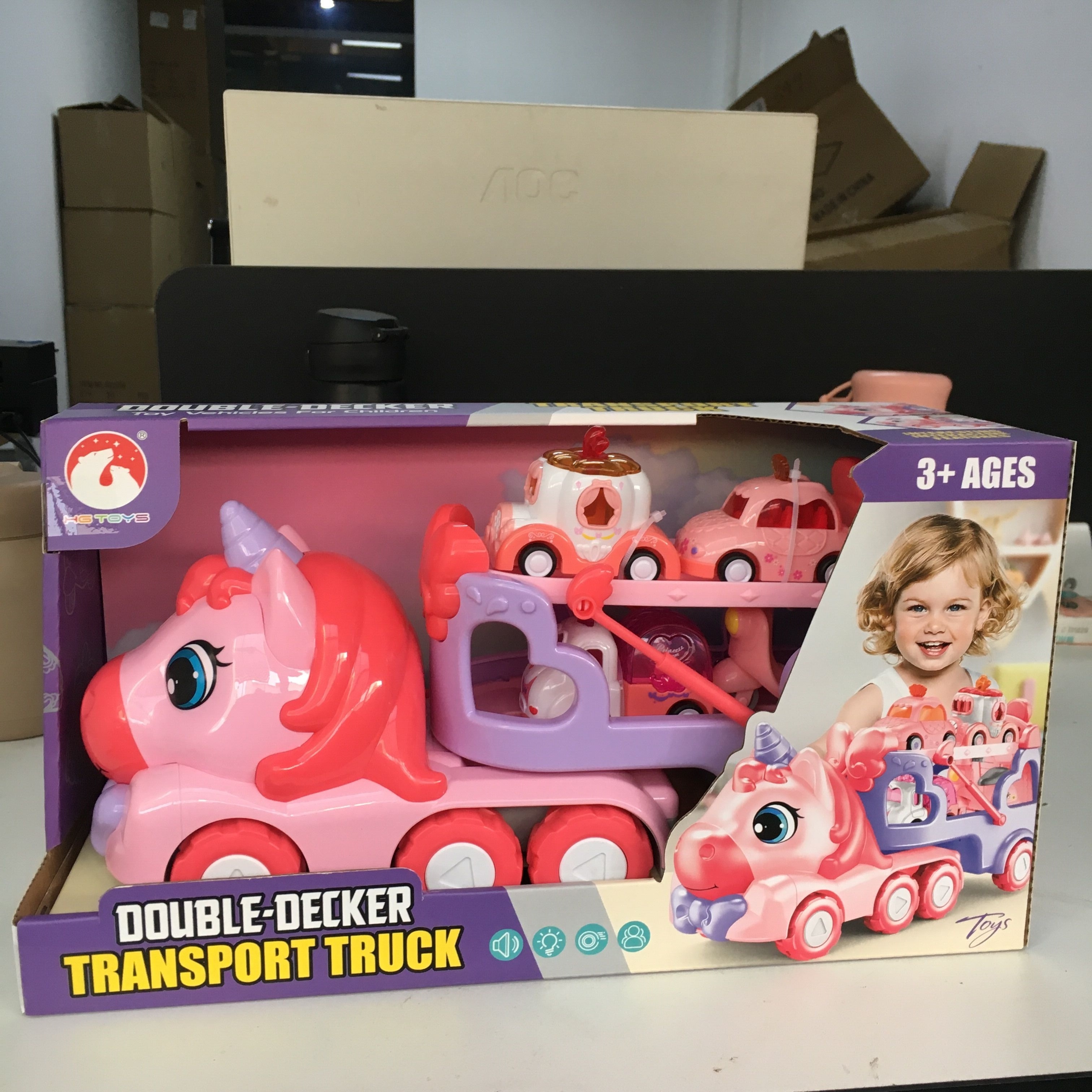 Juguetes para niñas de 1, 2, 3 años, juguetes de unicornio 5 en 1, camión  de juguete con luz y sonido, juguetes para niñas de 2 a 4 años, 1, 2, 3