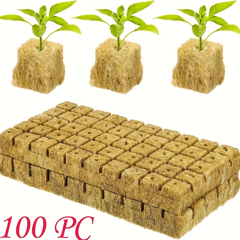 50 Pieces Garden Starter Plugs Hydroponic Cubes Rock Wool Grow Media