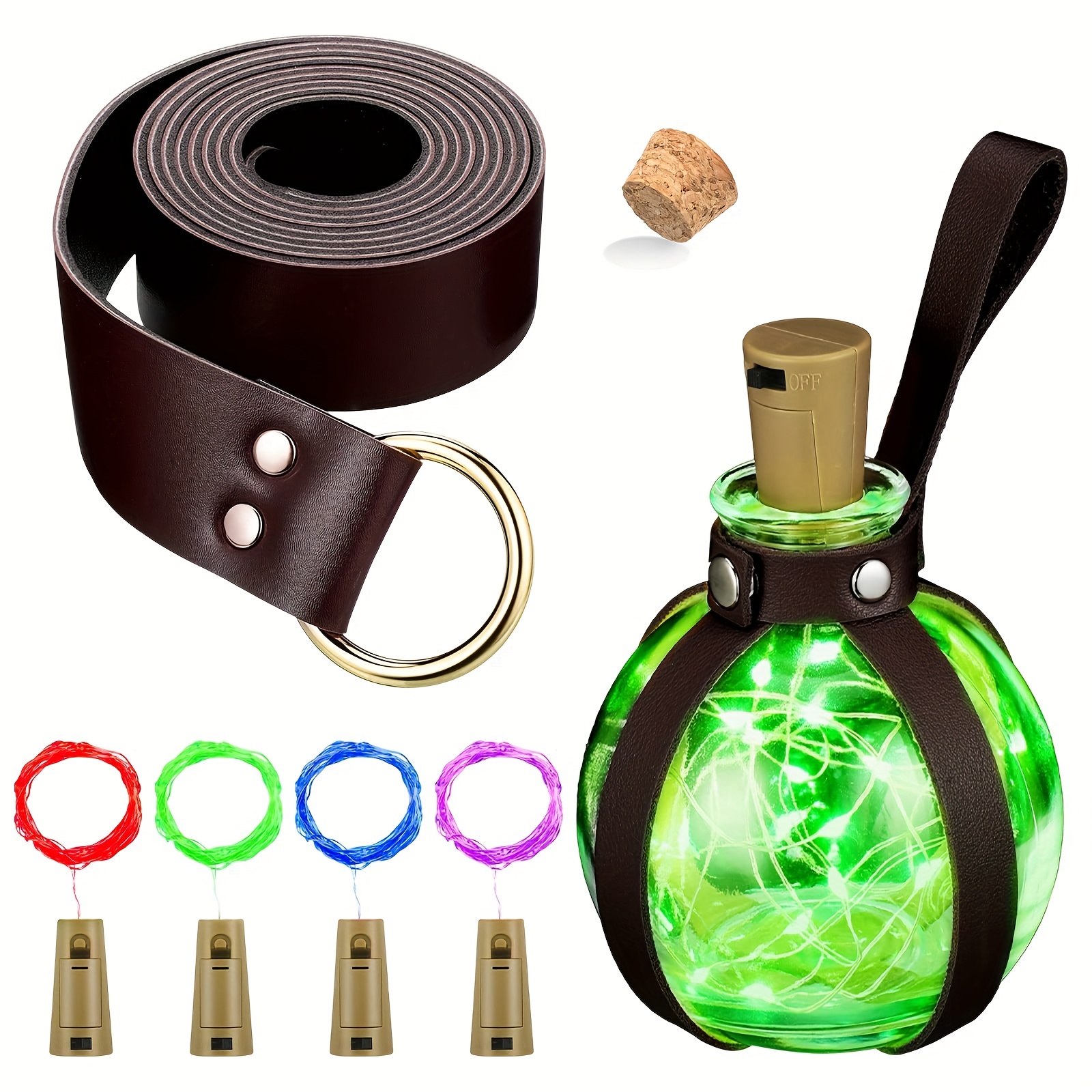 2 Pcs Cork Potion Bottle Cosplay Accessories With Faux Leather Belt  Decorative Potion Bottles Witch Props Witch Costume for Adult Man Round  Spherical