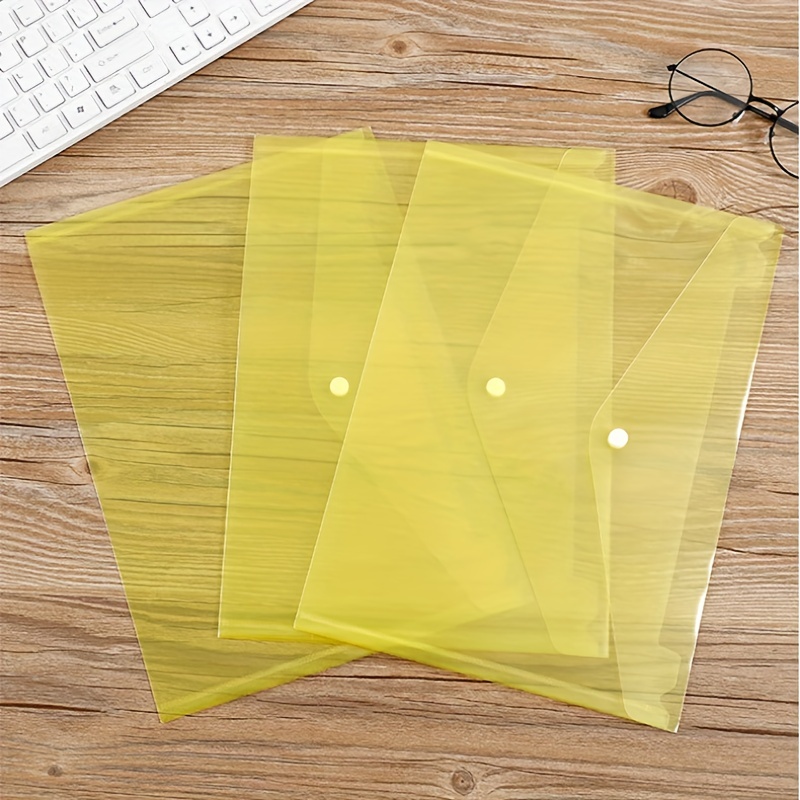 DAHSHA A4 PP Clear Envelope Folder and Thick Storage Bags with Snap Button  Organizer for Documents and Business Cards (Transparent) – Pack of 12 –  Dahsha