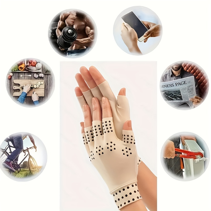 2 pares de guantes de compresión para artritis, guantes de compresión para  artritis para mujeres y hombres, guantes antideslizantes con puntos de
