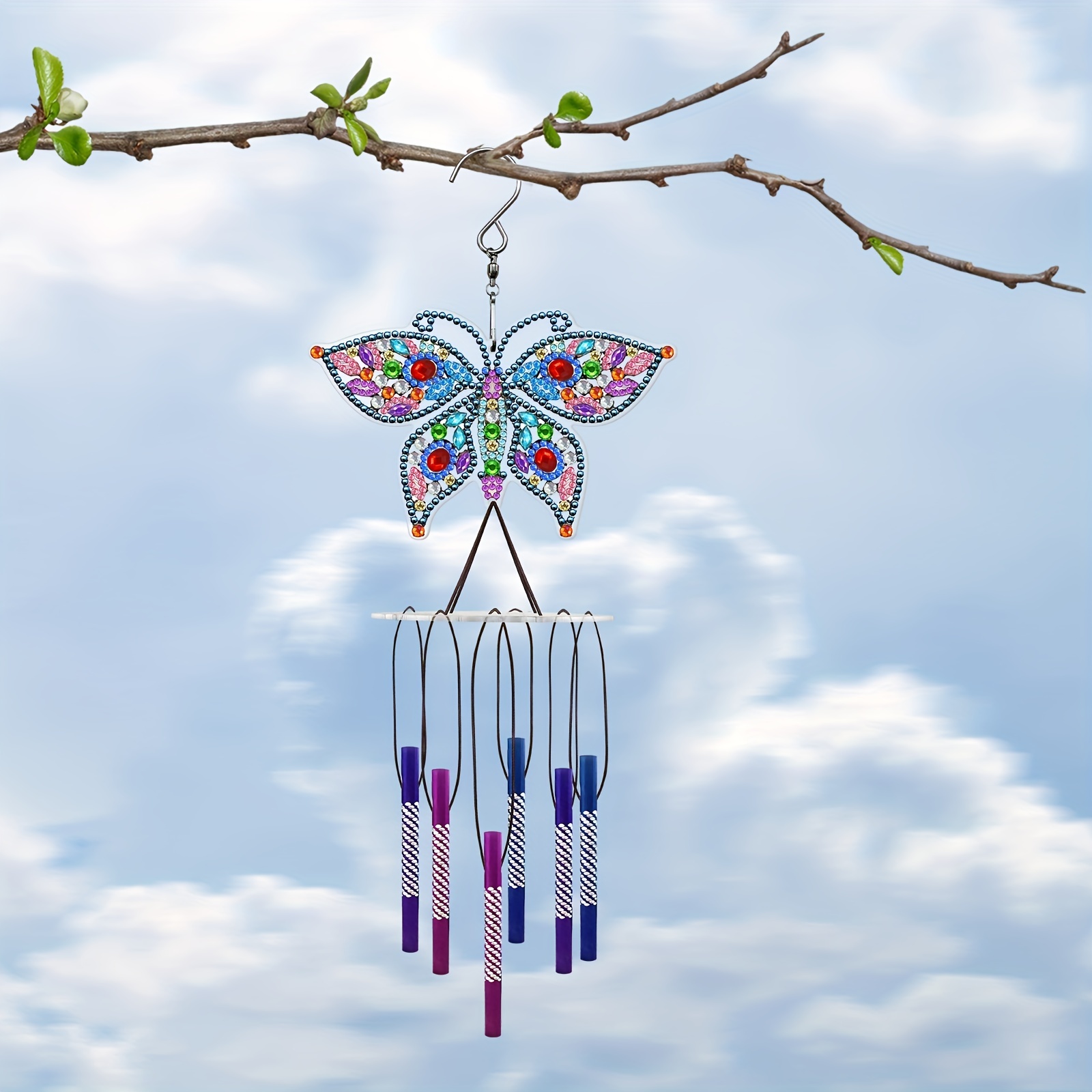 5d Diy Diamond Painting Wind Chime Pendant Dragonfly - Temu