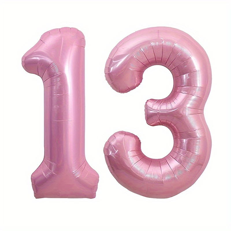 Globos con el número 13, globos de aluminio de Mylar de aluminio de 13 años  dorados, gigantes, para fiestas de cumpleaños de 13 años, decoraciones de