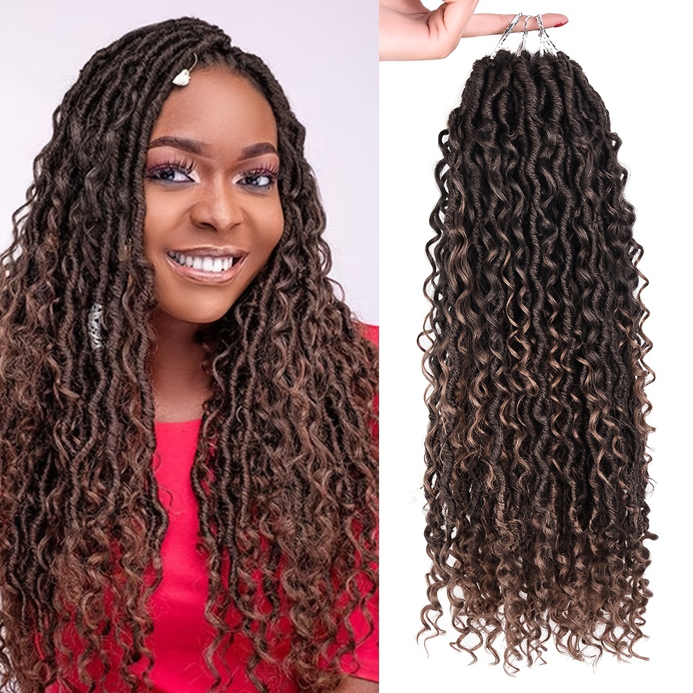 3Packs Faux Locs Crochet Wavy Hair Goddess Faux Locs Crochet Hair with  Curly Ends 20inch Synthetic Goddess Locs Hair Extensions TBUG