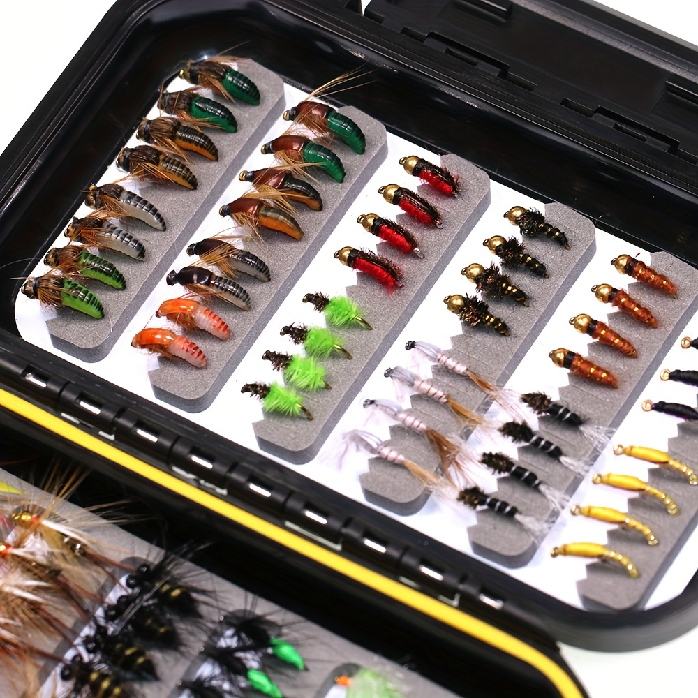 ICERIO 126PCS/Set Prince Nymph Scud Midge Flies Tying Hook Trout Fishing  Fly Lure Baits