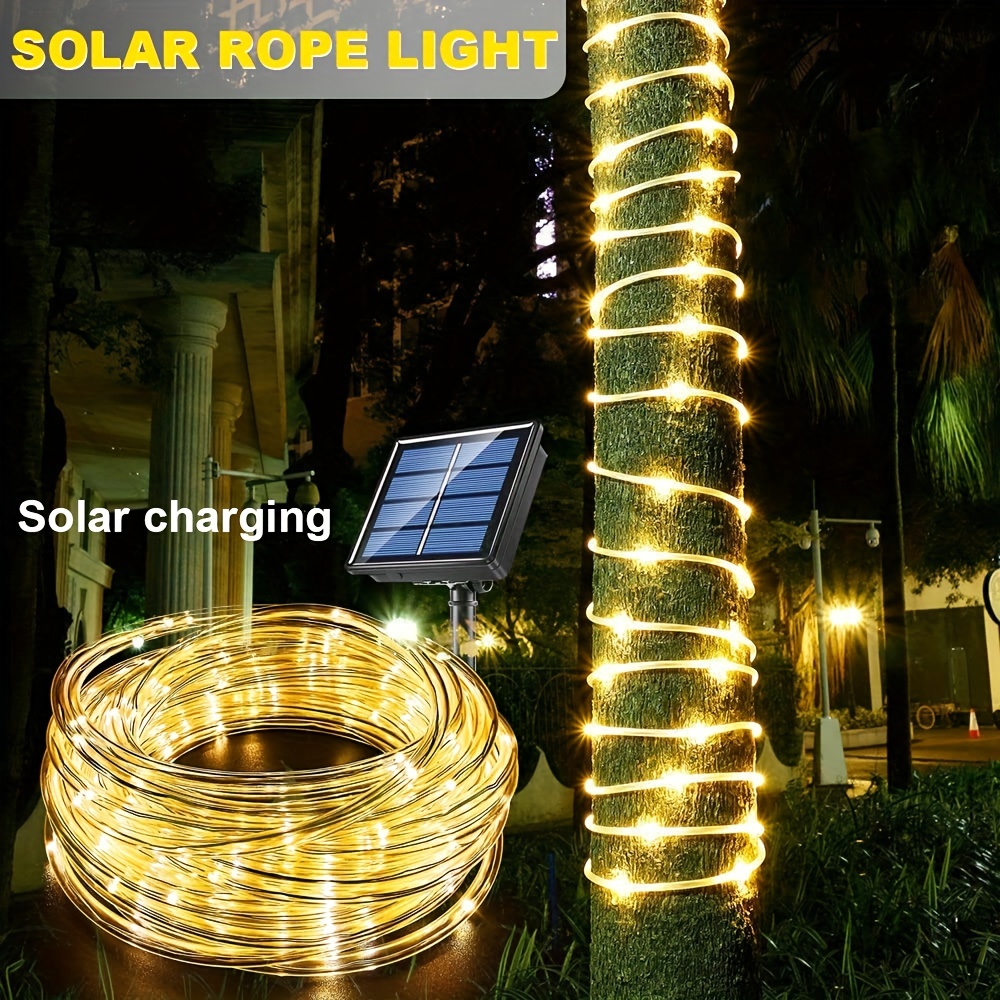 

1pc Solar Rope Light, Waterproof Outdoor, Led Fairy String Tube Lights For Party Garden Yard Home Wedding Christmas Thanksgiving Halloween Holiday Tree Decoration