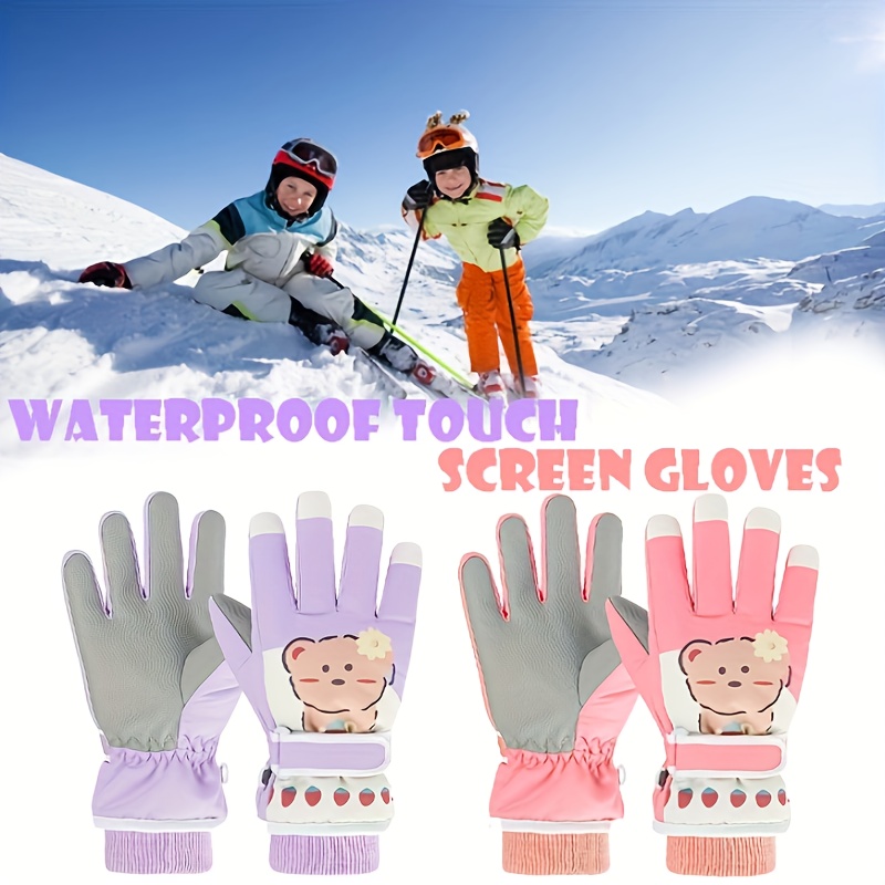 Comprar 1 par de guantes de nieve de invierno para niños, clima frío,  resistentes al viento, guantes de esquí cálidos y engrosados, guantes  antideslizantes para deportes al aire libre con dedos completos