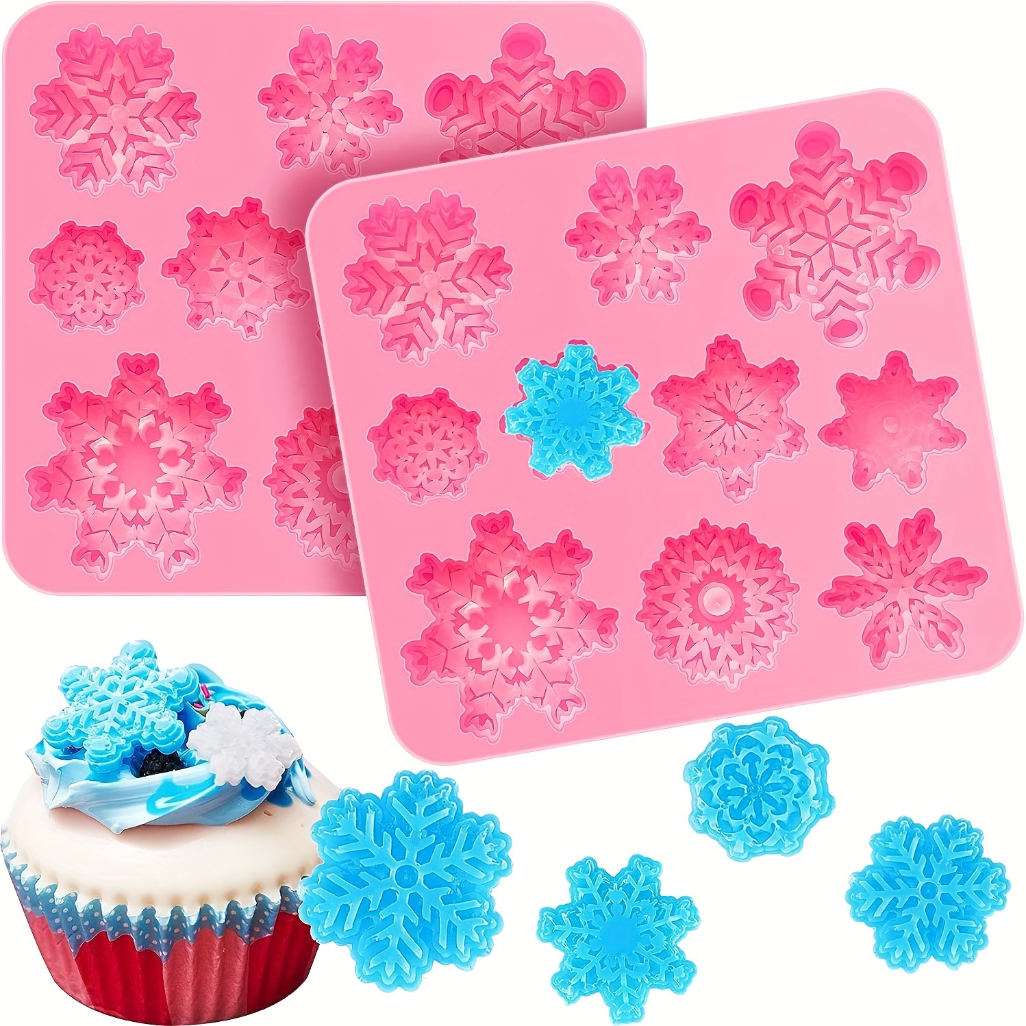 2 Pcs Snowflake Chocolate Molds Silicone Large for Winter Cake