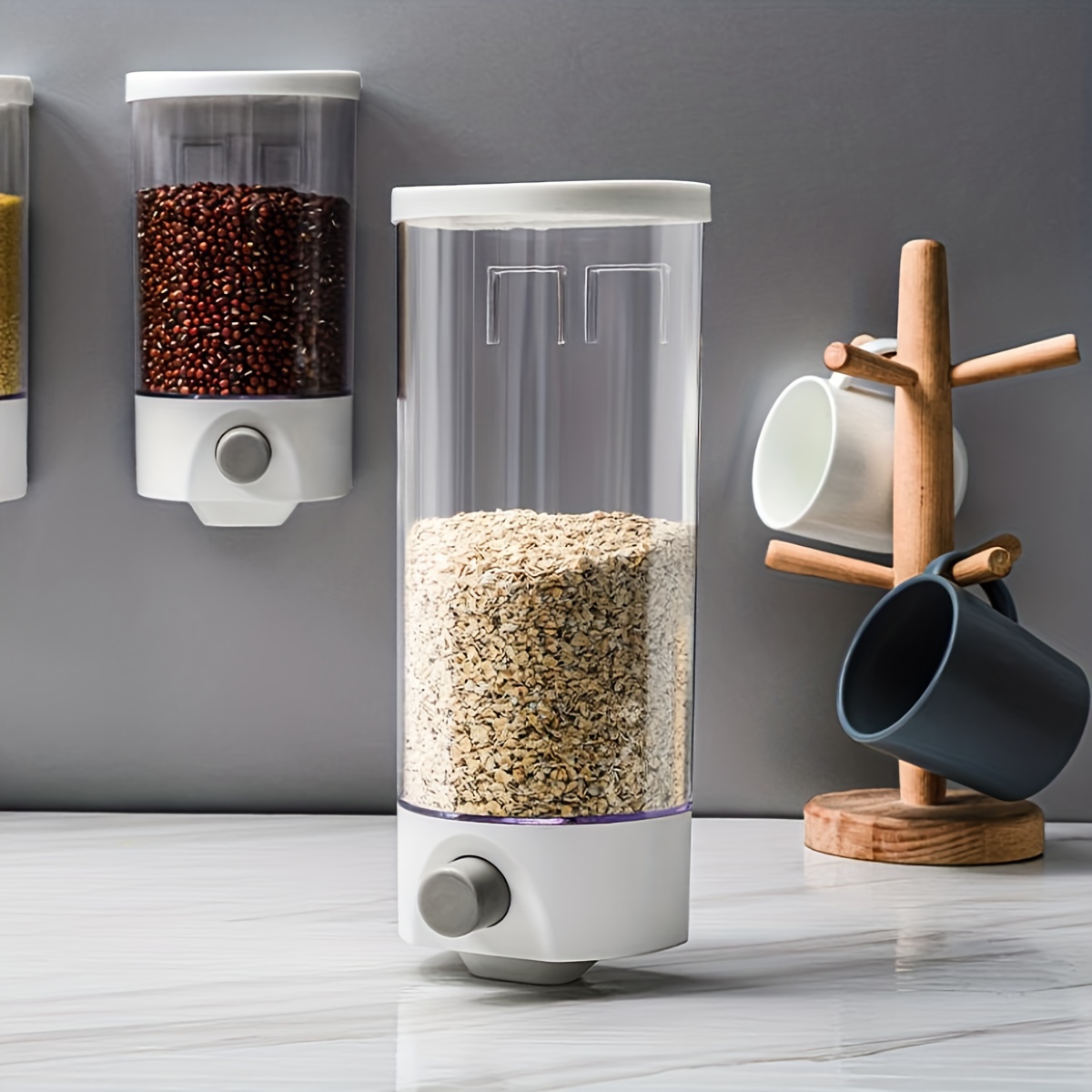 Wall mounted pet clearance food storage dispenser