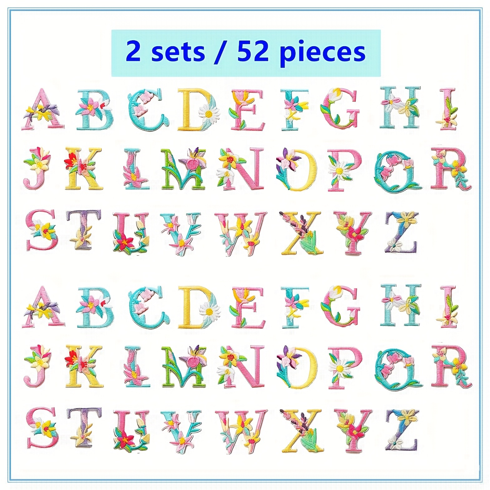 Happy Glorry Letras termo-adhesivas de 104 piezas, letras para planchar  para ropa, parches de letras, letras para planchar para camisetas, parches  de
