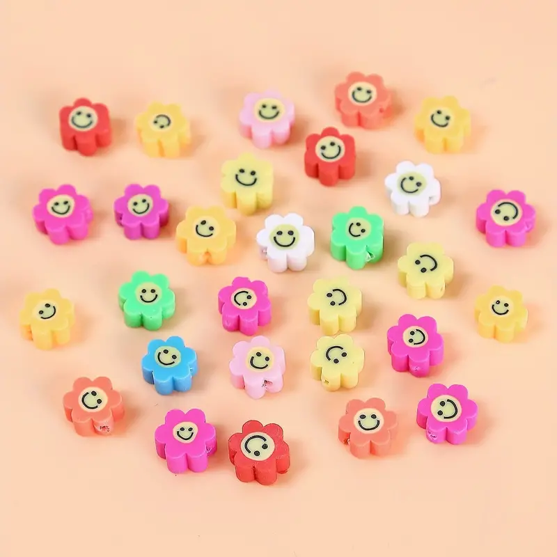 Multicolored Flower Polymer Clay Beads