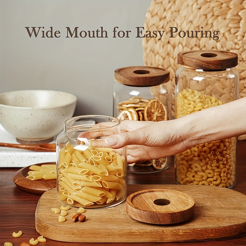 Airtight Glass Storage Jar With Bamboo Wooden Lid Perfect - Temu