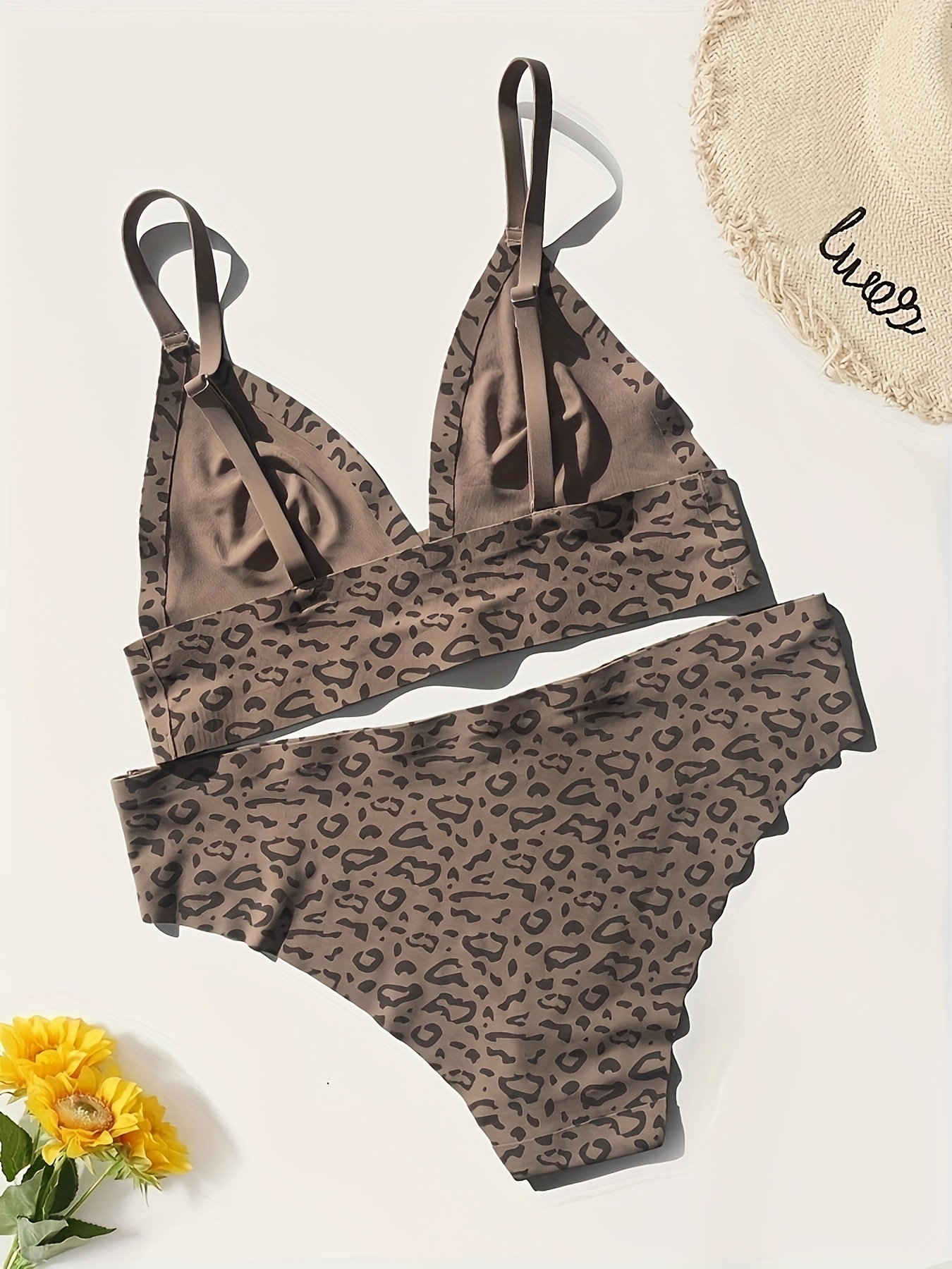 Comfortable Stylish leopard print panty and bra sets Deals 