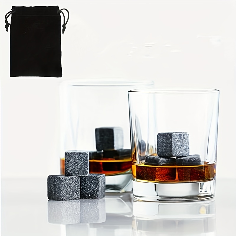 6pcs Whiskey Stones Sipping Ice Cube Cooler Reusable Whisky Ice Stone  Whisky Natural Rocks Bar Wine Cooler Party Wedding Gift