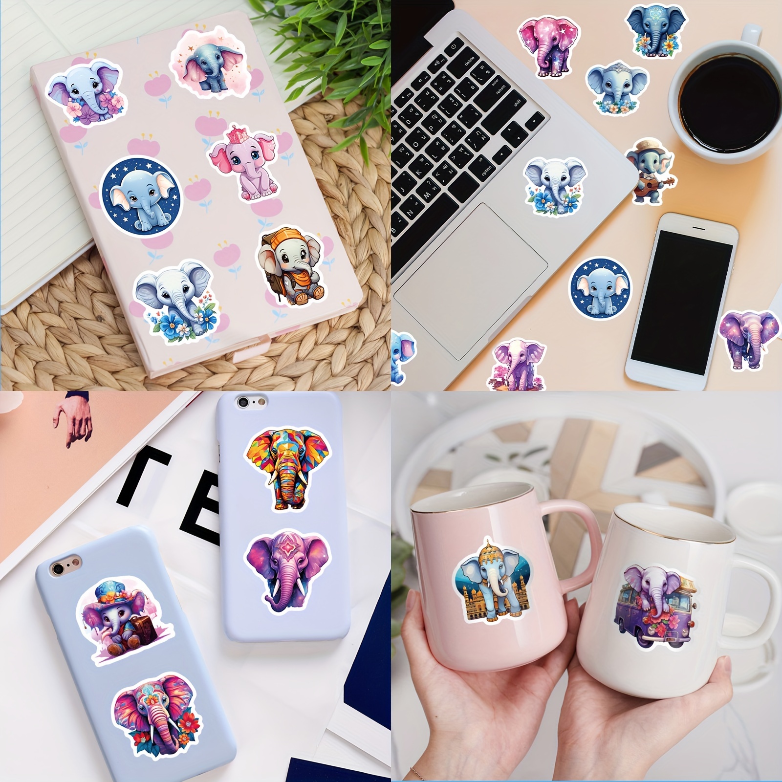 Cute Elephant Family Stickers Cartoon Elephant - Temu