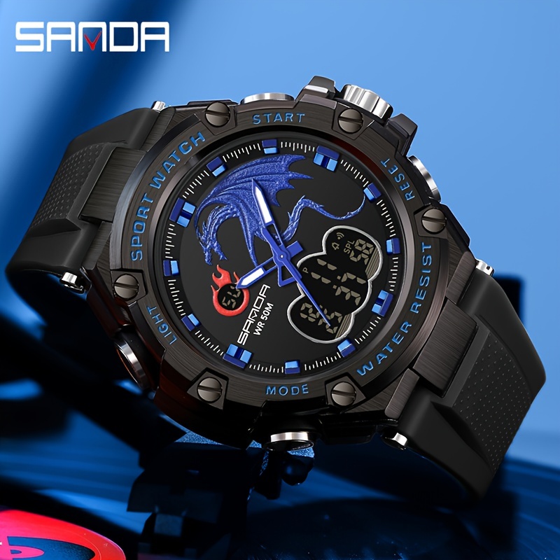 sanda multifunctional waterproof mens watch night glow diving watch ideal choice for gifts