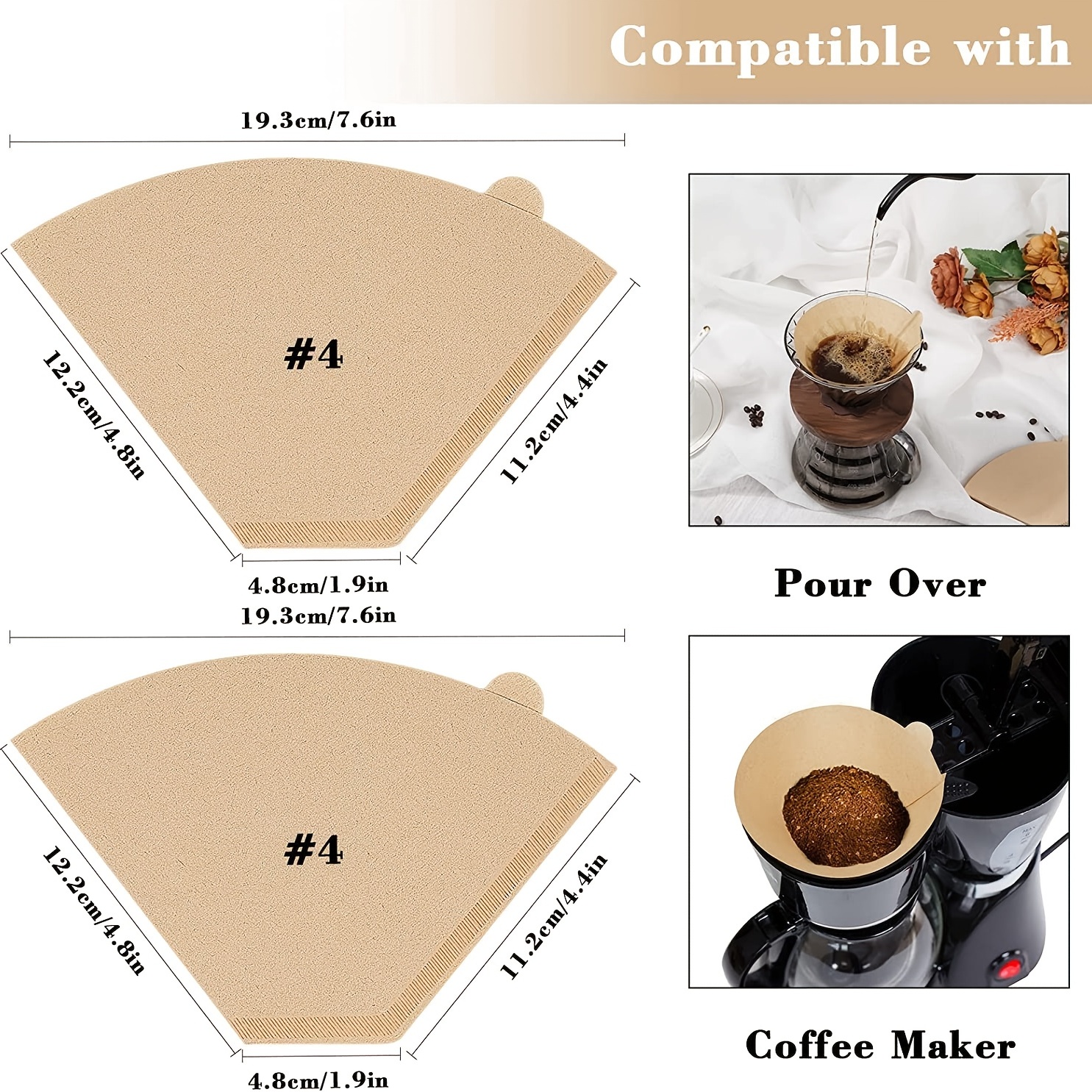  YQL Filtro de café de cono #2, filtros de café, 2 filtros de  café desechables sin blanquear aptos para cafetera de goteo (200 unidades)  : Hogar y Cocina