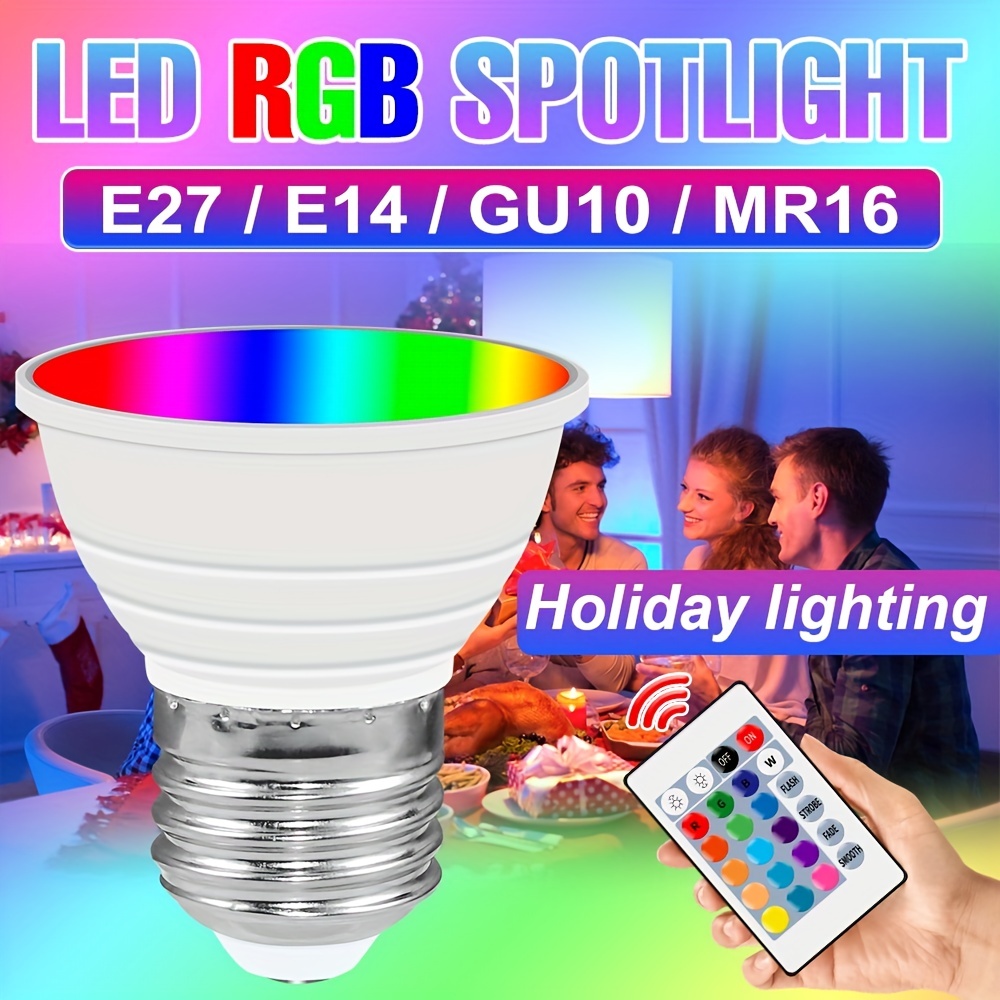 Foco LED RGB 16 colores, 15W, E27, con Control desde celular