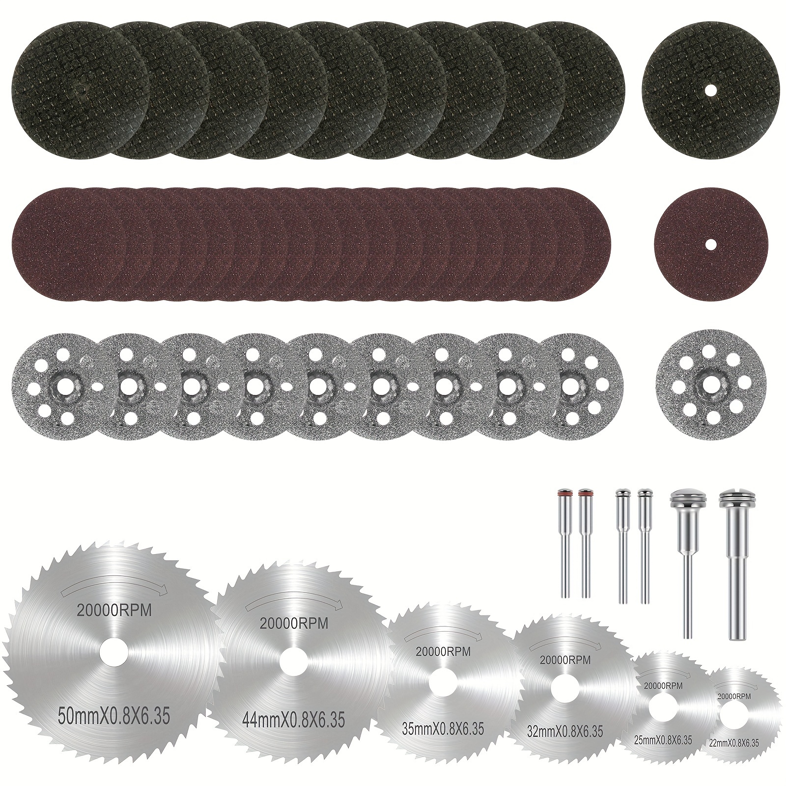 Discos de corte para herramienta rotativa, ruedas de corte de madera de  metal de diamante, hojas de sierra circulares HSS 6 piezas con vástago de  1/8