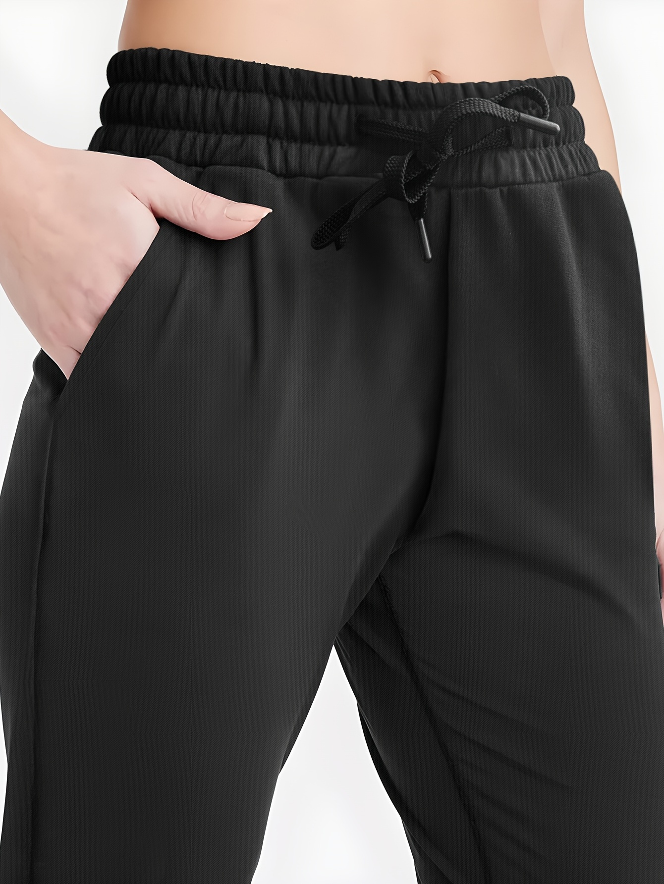 Solid Color Casual Sports Pants With Pocket, Drawstring Running Jogger Sweatpants, Women s Activewear