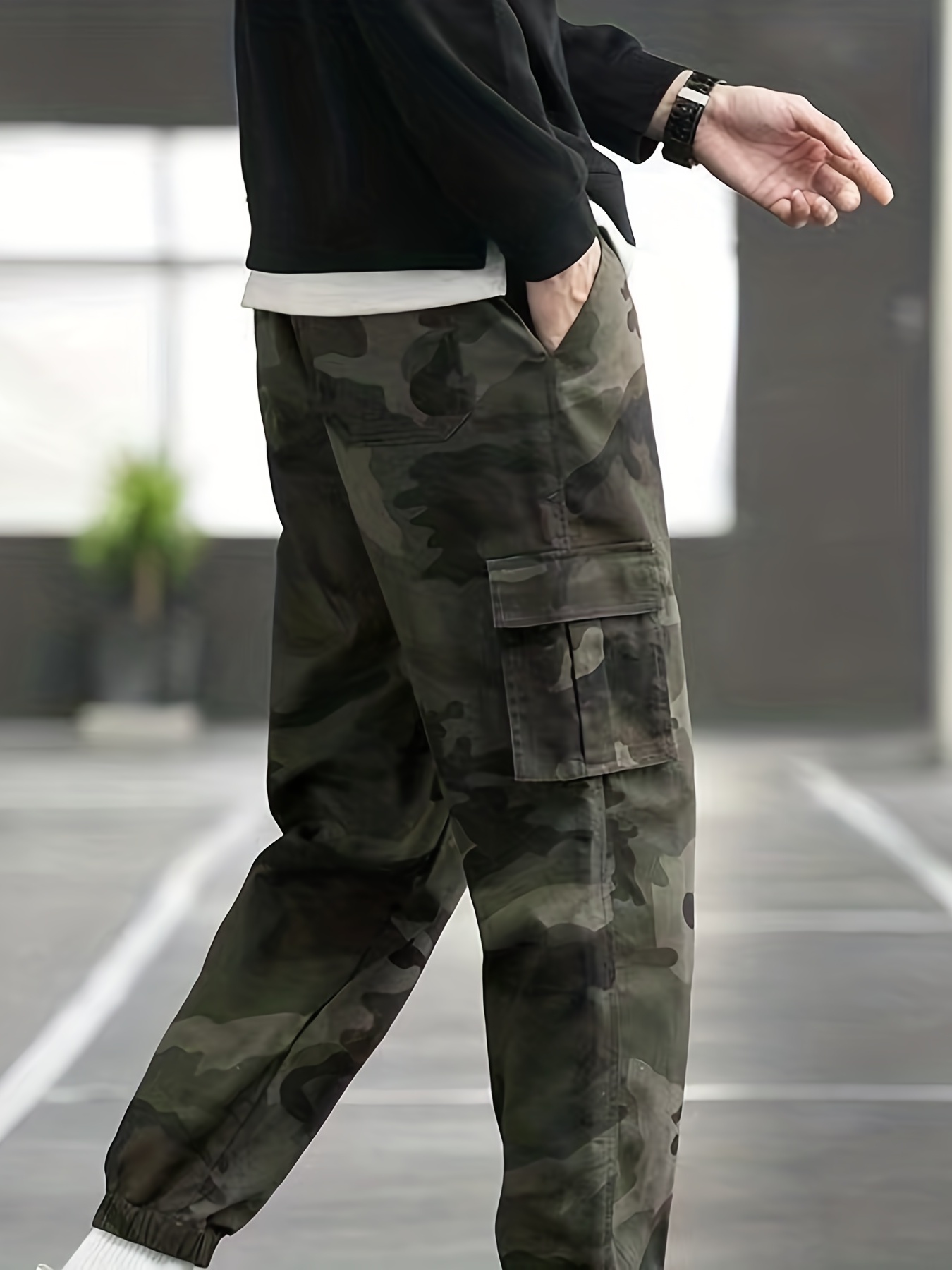 Mens Camouflage Pants Fashion Multi Pockets Military Style Army