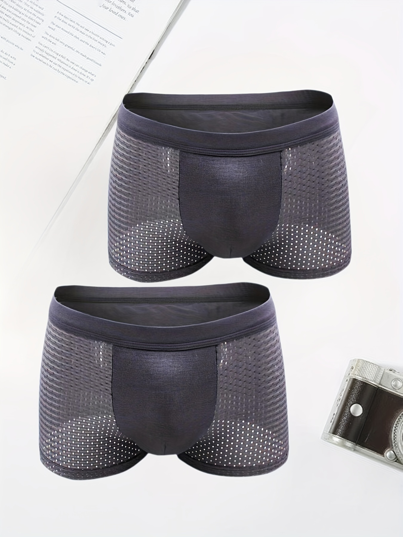 Men's Plus Size Boxers Briefs Ice Silk Mesh Breathable Soft - Temu