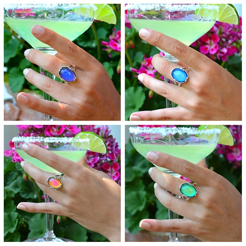 1pc Moon Stone Color Changing Mood Ring, Fashion Jewelry Gift Ring For  Women & Girls