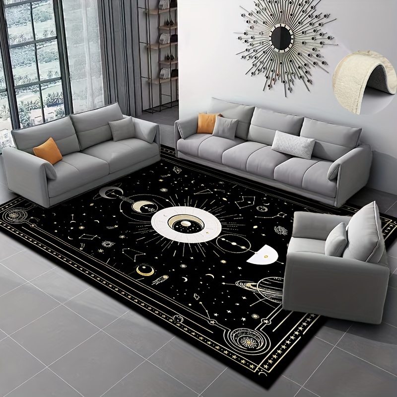 

1pc Abstract And Simple Starry Sky Printed Floor Mat, Plush, Non-slip, Moisture-proof And Stain-resistant, For Living Room, Entrance, Dining Room, Bathroom And Kitchen, Machine Washable, Area Rugs