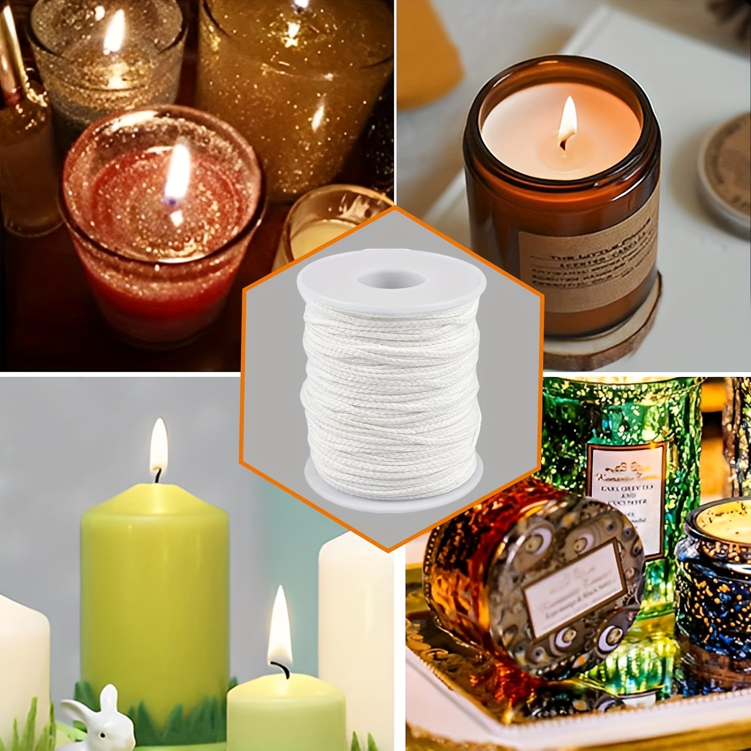 1pc Candle Wick Roll & 1pc Candle Wick Holder & 100pcs Sustainer Tab