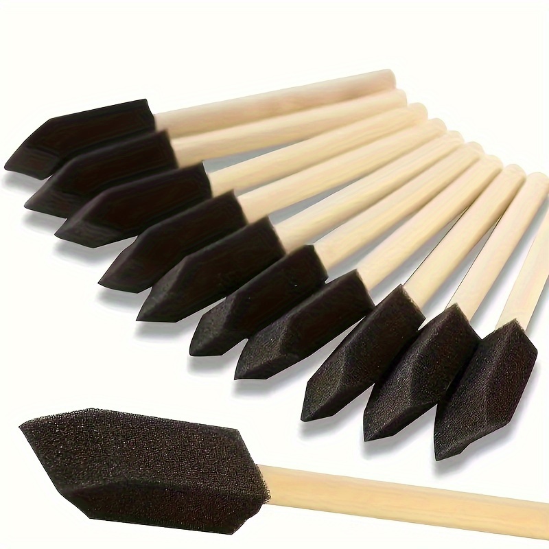 Foam Brushes And Foam Paint Brushes Wooden Handle Sponge - Temu