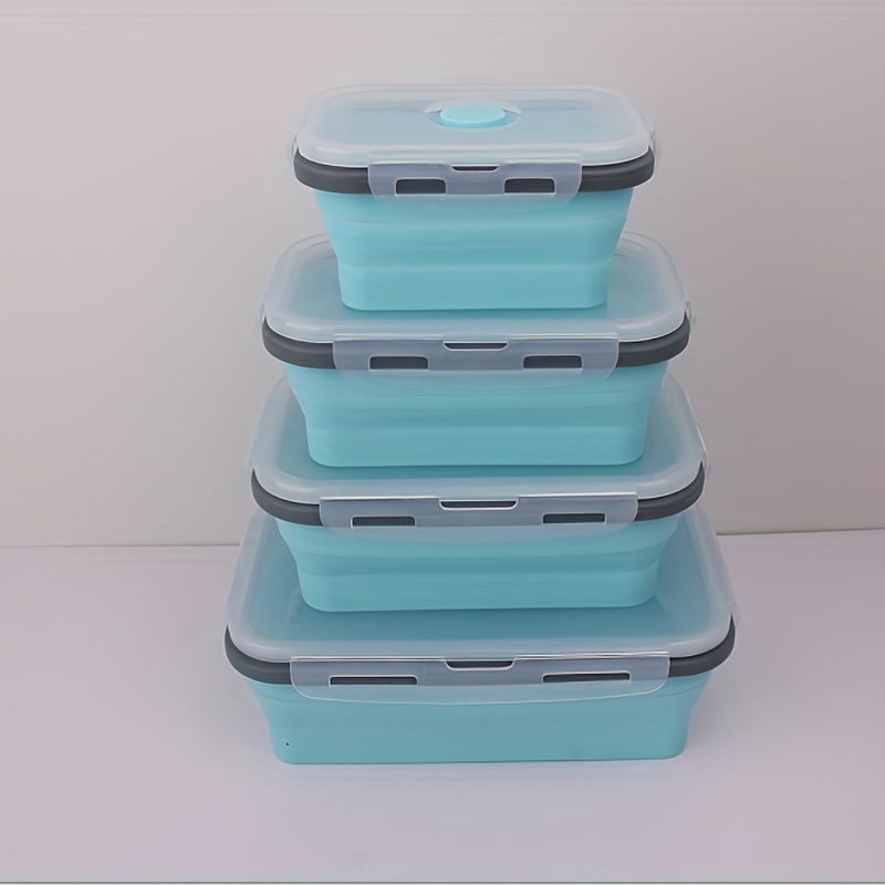 Collapsible Food Storage Containers with Airtight Lid, 27 oz, Kitchen  Stacking Silicone Collapsible Meal Prep Container Set for Leftover,  Microwave