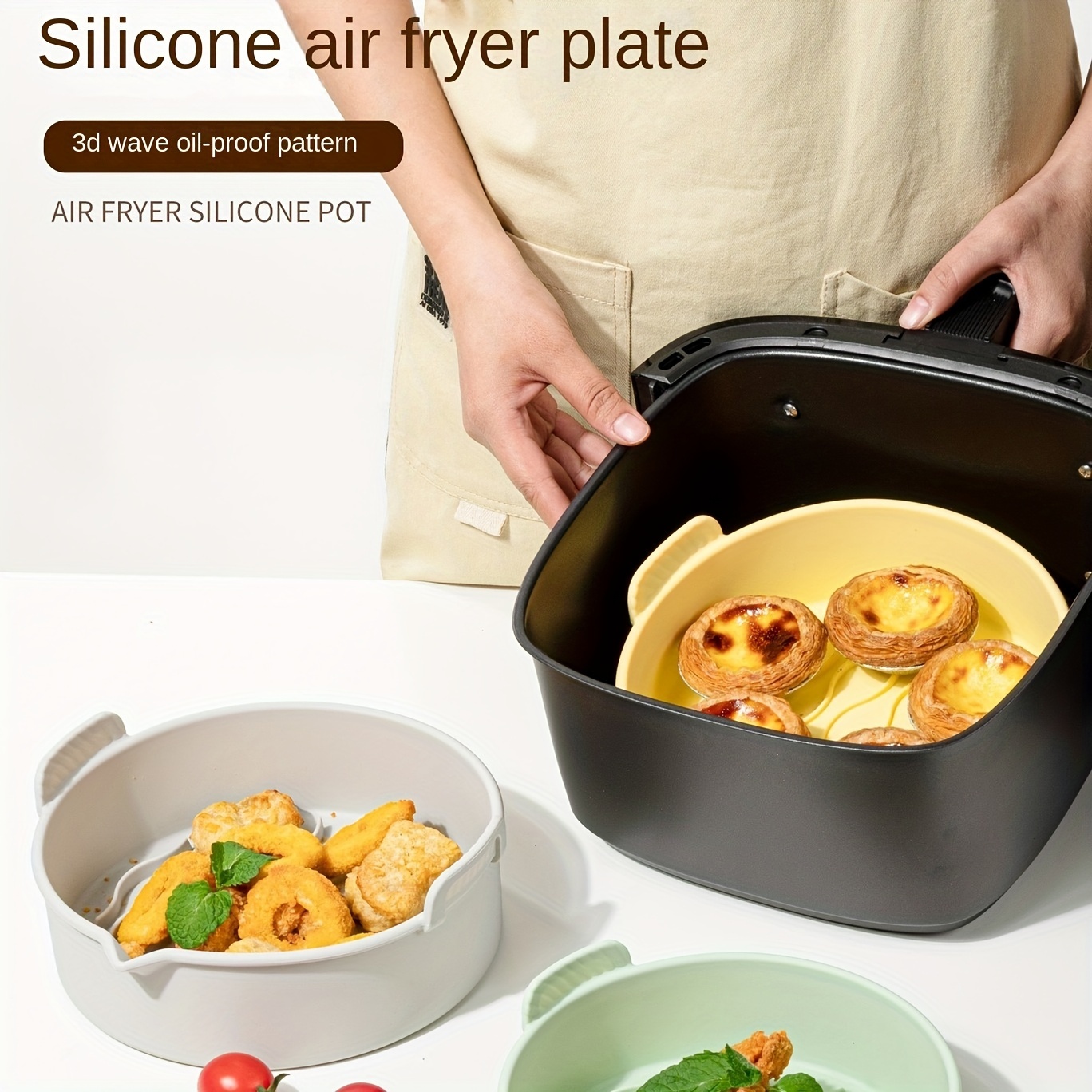 Accessoires cuisine et cuisson，Accessoire Air Fryer ，moule air fryer,Air  Fryer Silicone Pot Panier,Réutilisable