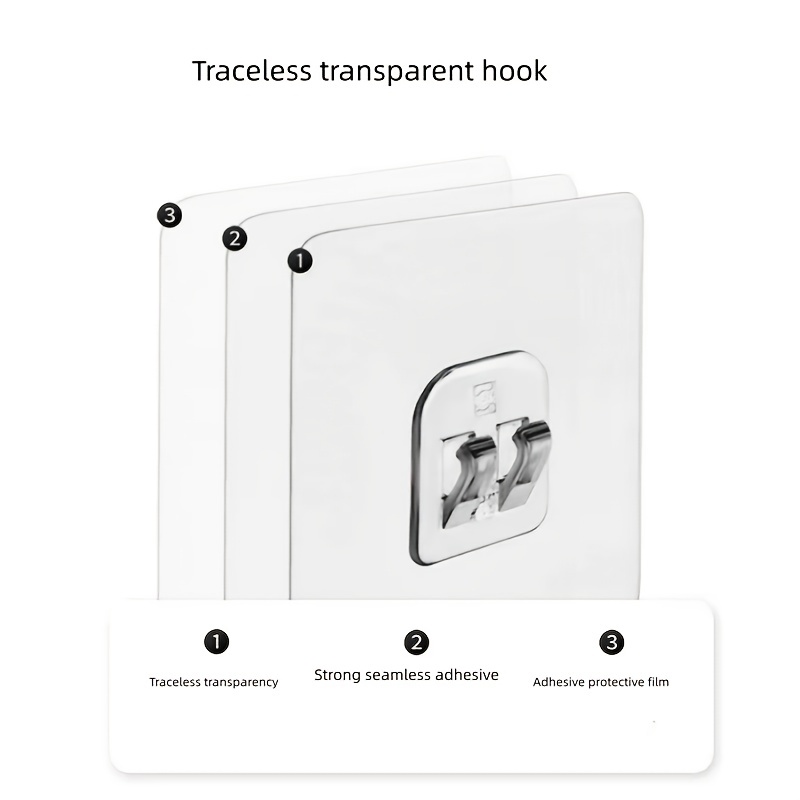 Non Punching Traceless Adhesive Hook Transparent/brushed - Temu