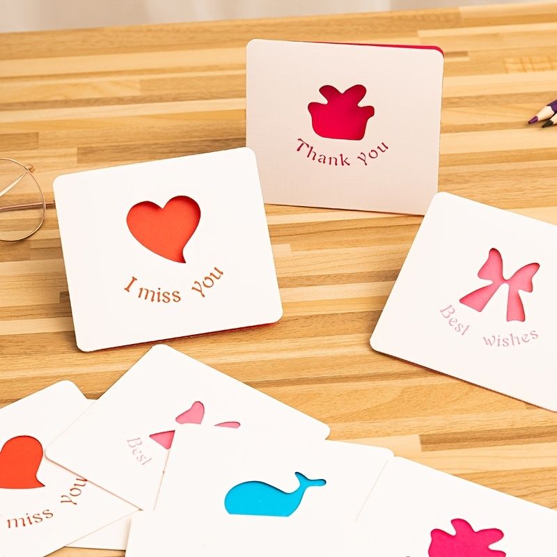 8pcs Set Cartoon Heart Hollow Greeting Card English Alphabet Blessing Card  Gift Packaging Gift Card - Office Products - Temu