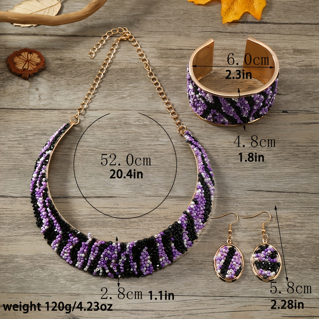 1 Necklace + Earrings + 1 Bangle Boho Style Jewelry Set Made - Temu