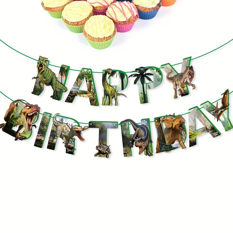 Dinosaur Theme Birthday Party Banner Cake Insert Set