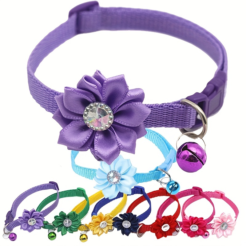 

8pcs Adjustable Flower Dog Collar For Small, Medium, And Large Dogs And Cats - Stylish And Comfortable Pet Accessory