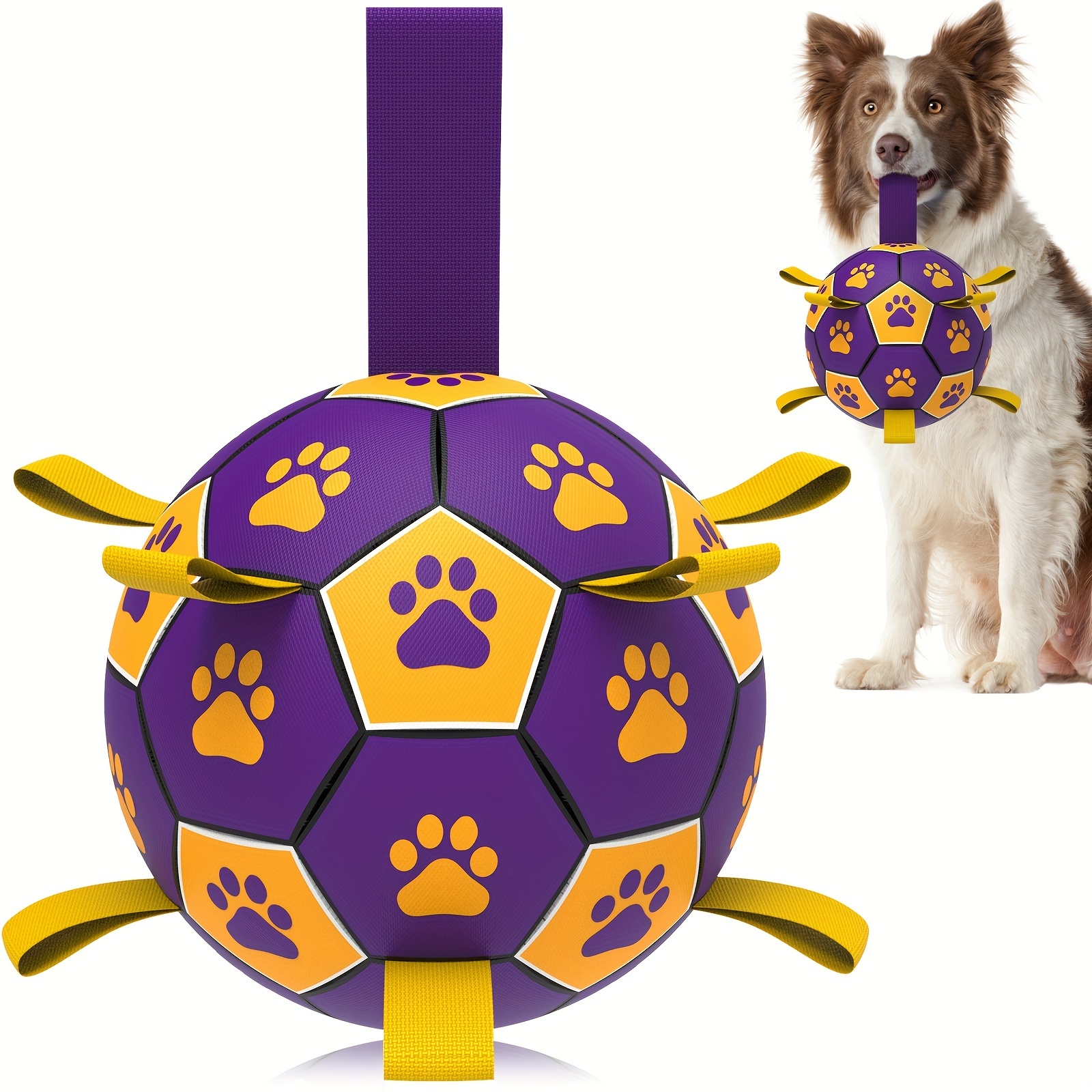 Canmilar Pelota de fútbol para perros con correas, juguetes interactivos  para perros para tira y afloja, regalos de cumpleaños para cachorros,  juguete