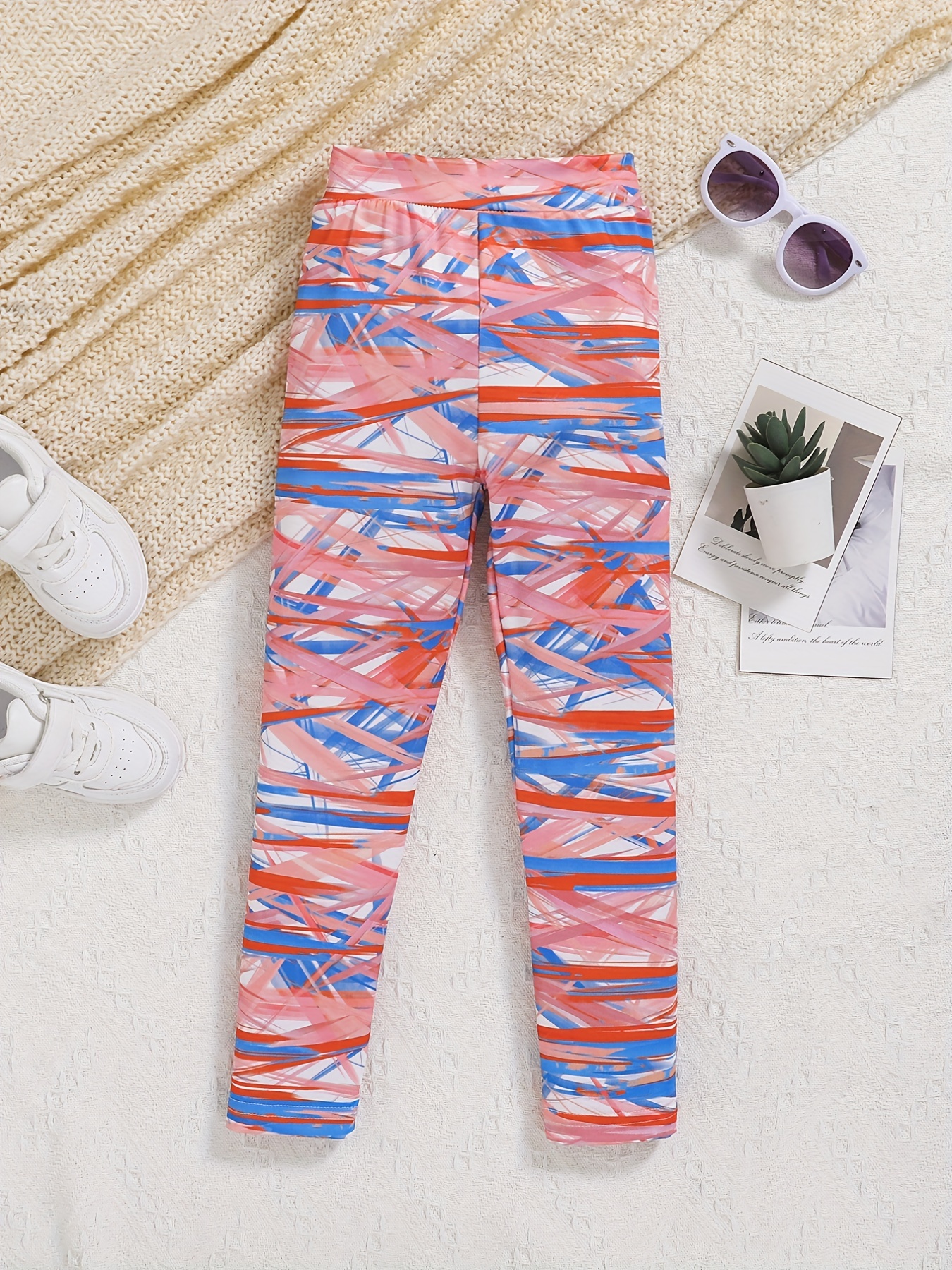 Toddler Girls Abstract Graphic Athletic Workout Leggings - Temu Norway