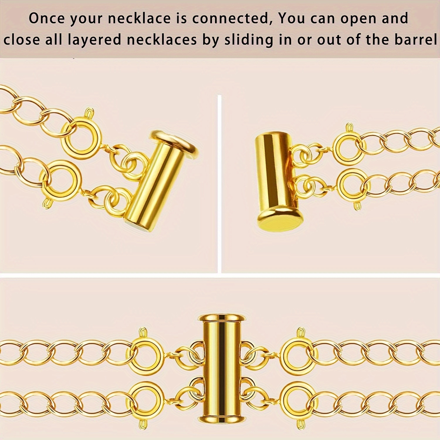 3 Sizes Necklace Connector Slide Locking Clasp Layered - Temu